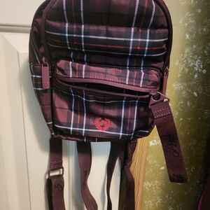 PINK Victoria's Secret Burgundy Plaid Backpack